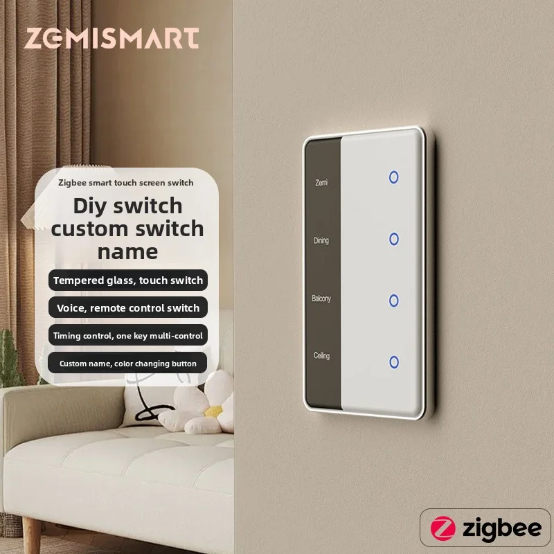 

Zigbee Smart Diy индивидуальный сенсорный переключатель Tuya приложение для умного дома с таймером голосовое управление со встроенным инфракрасным датчиком ночник