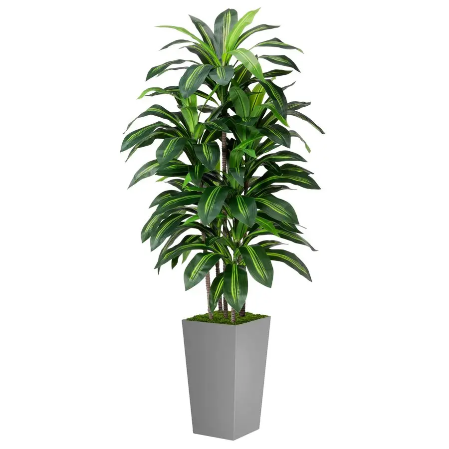 

Dracaena Plant Indoor 5FT Fake Tree with Gray Tall Planter Faux Yucca Tree Tall Fake Floor Plant in Pot Artificial Trees for Hom
