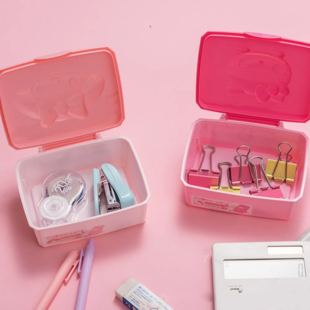 Hot Selling Kawaii Cartoon HelloKitty Melody Desktop Rommel Opbergdoos Leuke Meisjes Lippenstift Multifunctionele Cosmetica Box Geschenken