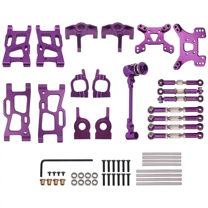 [Promotion】 Metal Swing Steering Cup Shock Tower Upgrade Accessories Kit For Wltoys 144001 1/14 124019 1/12 RC Car Parts,Purple