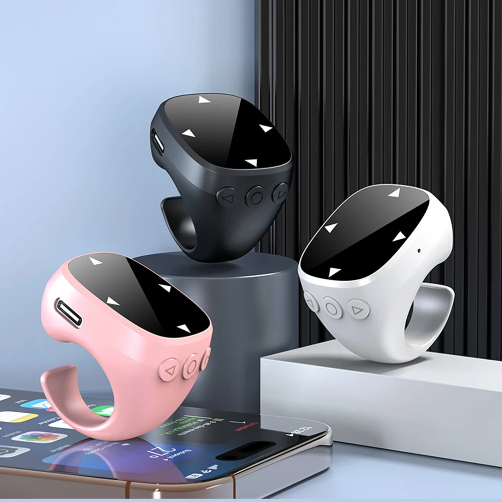 Bluetooth5.3 Fingertip Ring Remote Control Video Recording Scrolling Ring Camera Shutter Selfie Touch Screen Page Turner Browsin