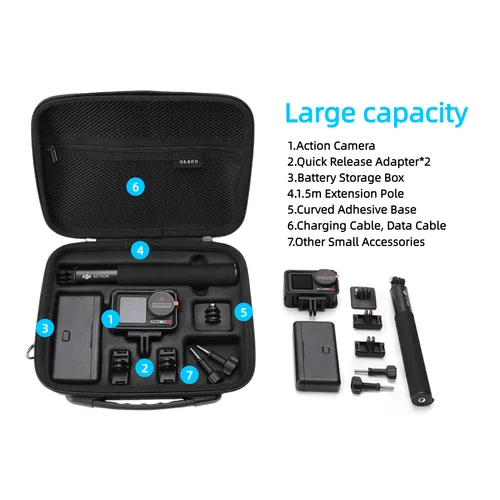 Imagen 2 del producto Bolsa de almacenamiento para DJI Osmo Action 5 Pro Action 4 3, bolsa de protección de hombro para cámara deportiva, caja de bolso de prevención de viaje portátil