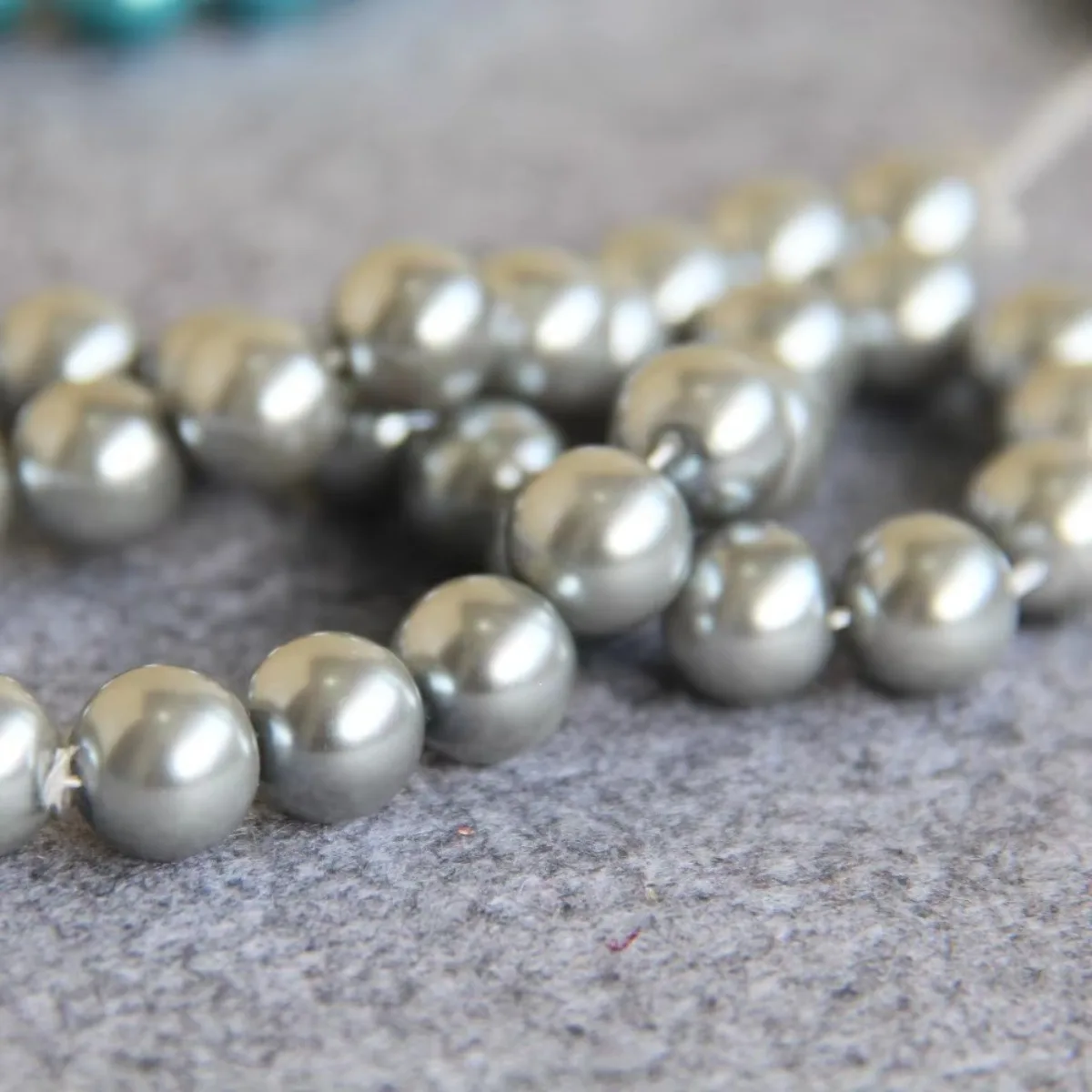 8 10 12 مللي متر جولة فضي رمادي شل حبات اللؤلؤ DIY بها بنفسك هدايا للنساء فتاة فضفاض الخرز صنع المجوهرات تصميم لقلادة وسوار #4