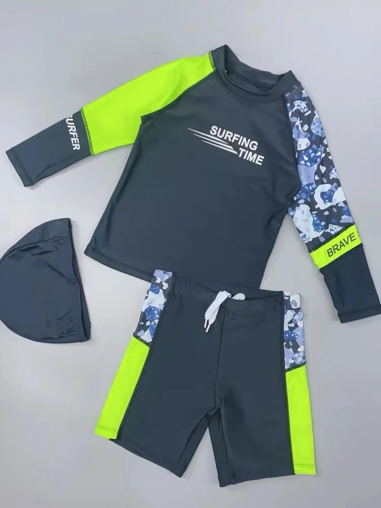 

Nylon Long Sve Children's Swimming Suit orts Diving Clothes Qui Dry Separate Design Sun Protection for Boys And Teens