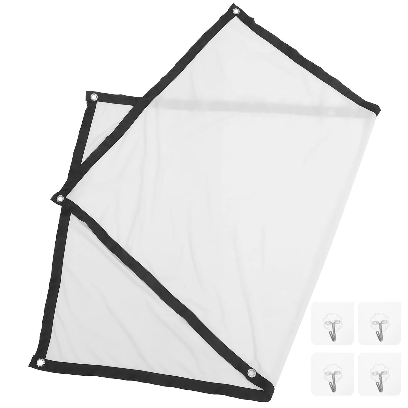 

1Set Projector Screen Foldable 60 Inch Polyester Opaque Backlight Absorbing Black Border Home Camping Folding Movie Screen