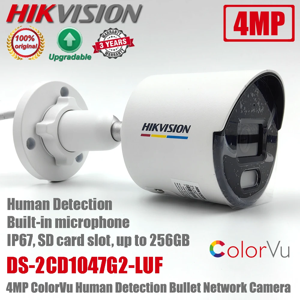 [JIT] Hikvision 4MP DS-2CD1047G2-LUF POE IP67 ColorVu Built-in Mic Human Detection Fixed Bullet Network Camera