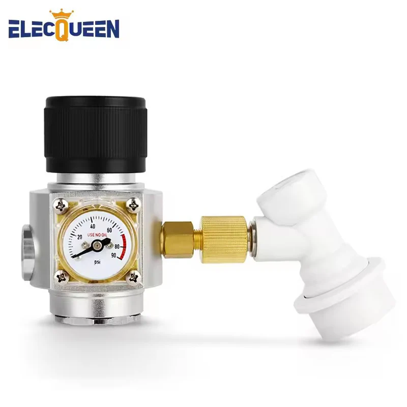 30PSI/60PSI/90PSI Mini CO2 Charger Kit, Thread Connection Homebrew Beer Pressure Regulator with Gas Ball Lock Disconnect