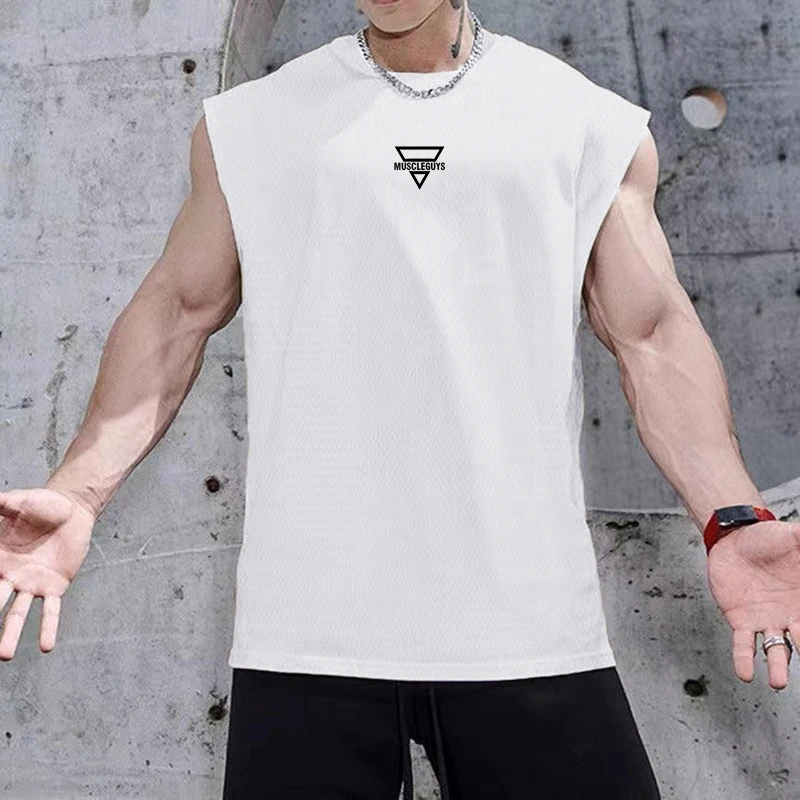 New Gym Brand Mens Clothing Running Mesh Casual Tank Top Fashion Fitness Vest Sleeveless Sporting Workout Bodybuilding Singlets