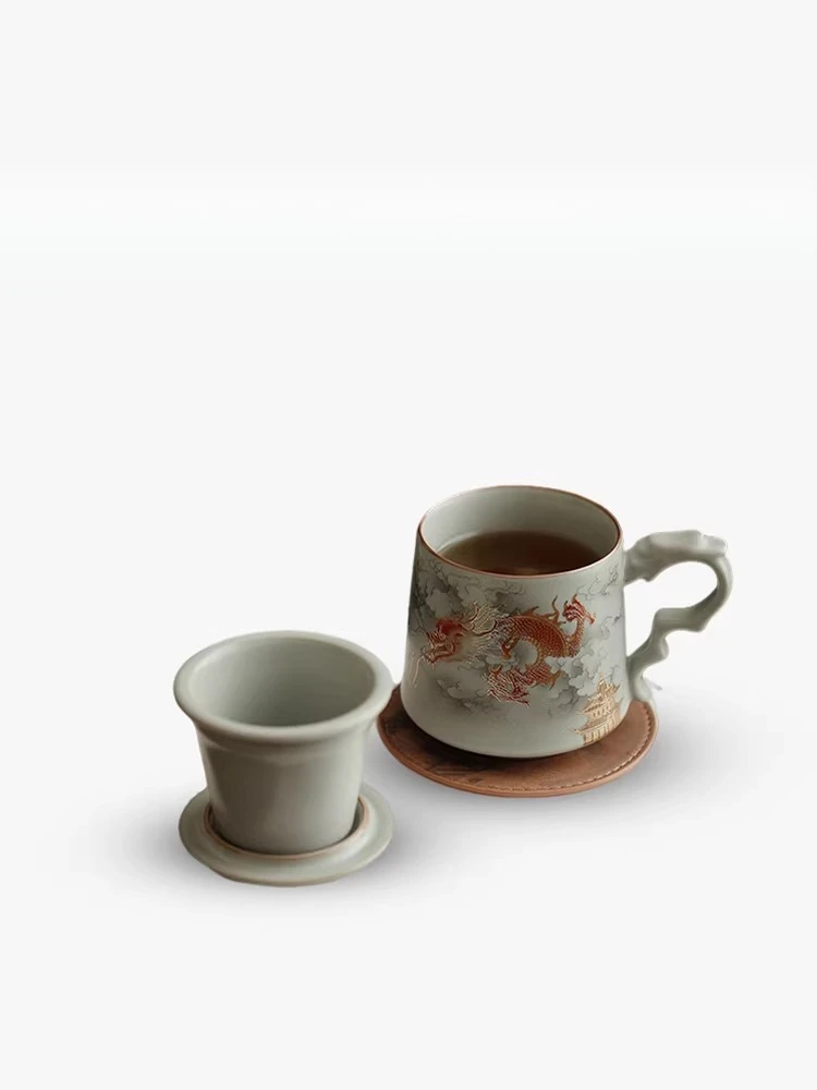 Kiln teacup tea separation ceramic home office tea cup for elders