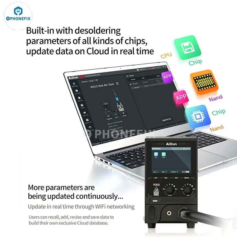 AiXun H312 Intelligent 1400W Hot Air Gun Networkable BGA Rework Station Digital Display for SMD BGA Chips Soldering Repair Tools