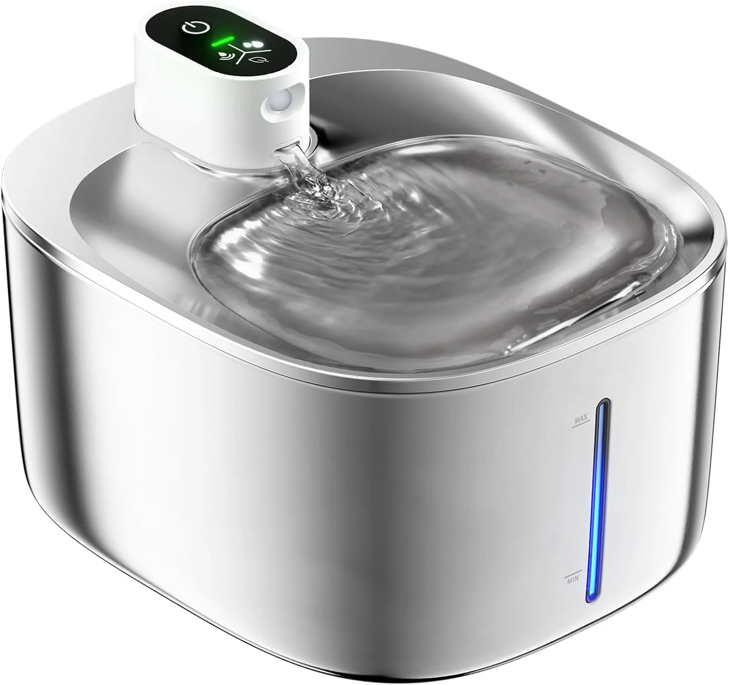 Modern Stylish Stainless Steel Cat Water Fountain 138fl.oz/4L Cordless Automatic Motion Sensor Ultra Quiet Pump For Cats Dogs