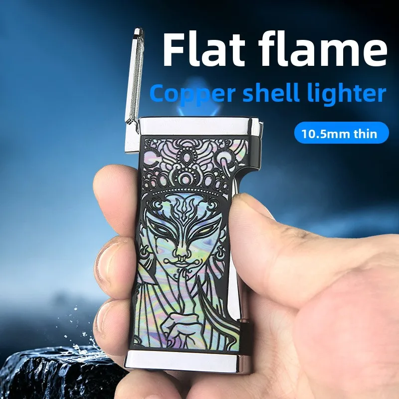 2026 HONEST Windproof Flat Flame Blue Flame Butane Gas Lighter Visible Gas Window Folding Cigar Diamond Cigar Lighters Smoking