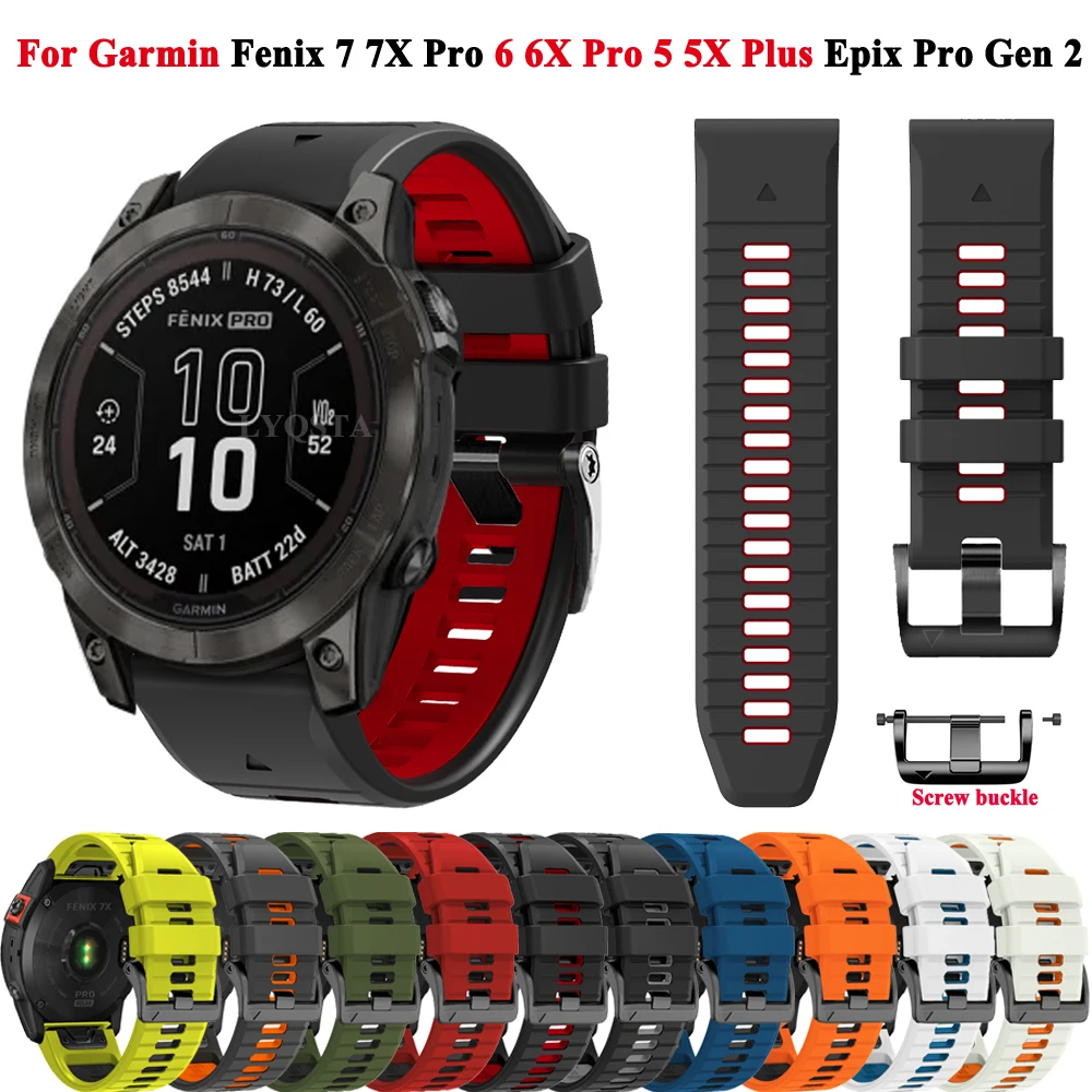 22 26mm substituição silicone quickfit pulseira para garmin fenix 8 7x 7 pro 47 51mm 6 6xpro 5 5x mais pulseira
