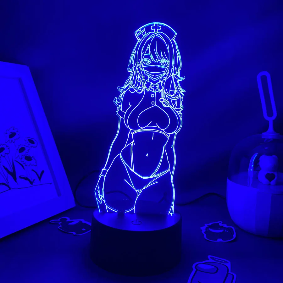 Imagem -03 - Mens Anime 3d Led Neon Night Lights Presente de Aniversário para o Amigo Otaku Quarto Decoração de Mesa Manga Lava Lâmpada Sexy Girl Game