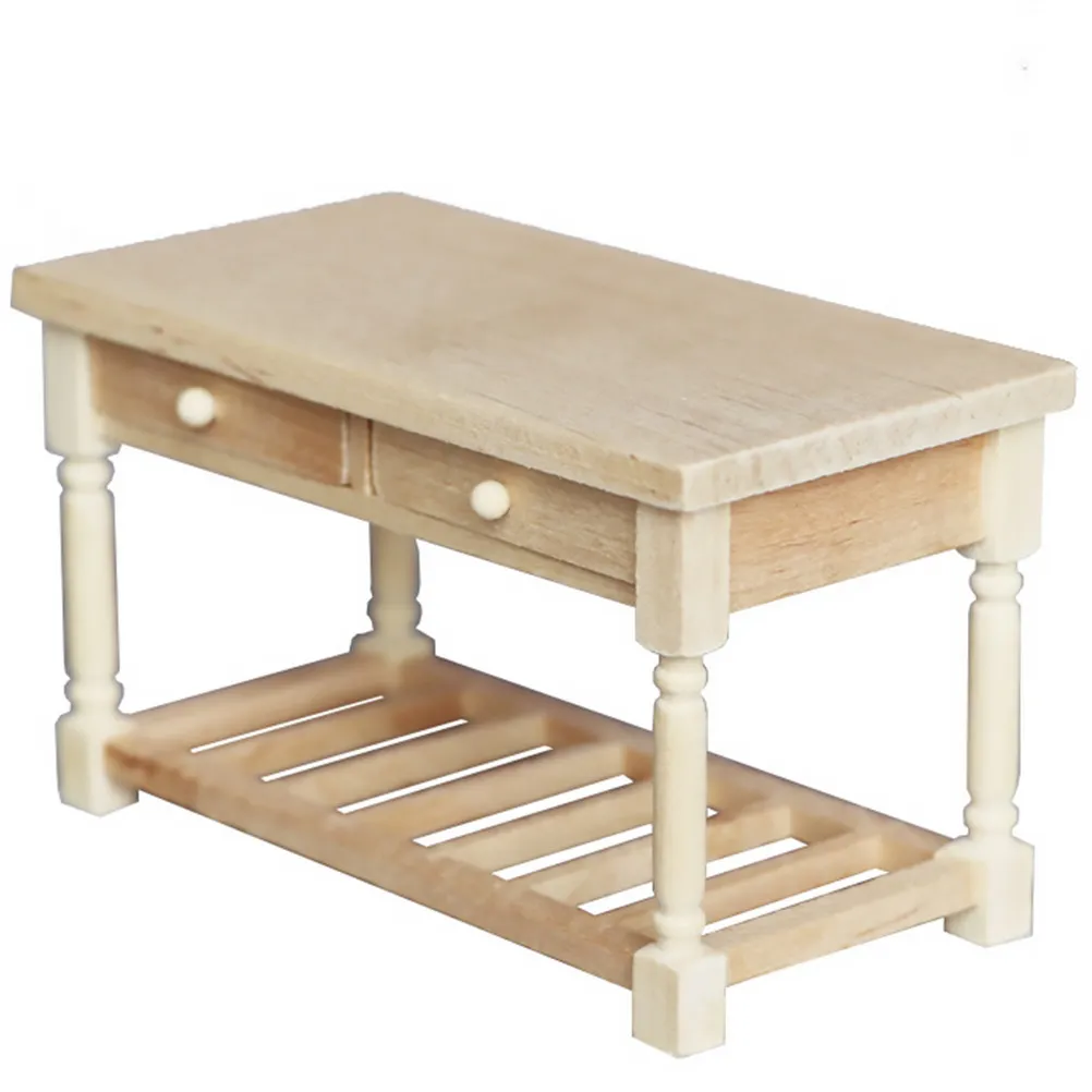 

Деревянный мини-столик с ящиком, мебель для миниатюрных домиков, декоративный стол из натурального дерева для создания миниатюрных сцен, элегантный и очаровательный элемент интерьера комнаты