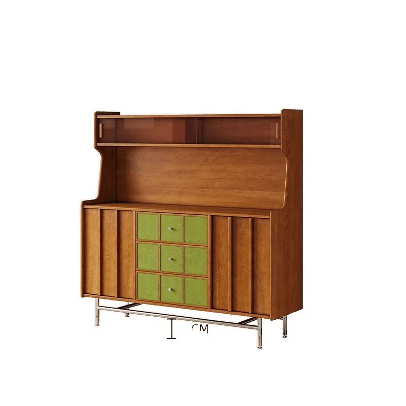 

Tea cabinet, dining side cabinet, locker, living room storage cabinet, antique solid wood retro integrated wall, dining side