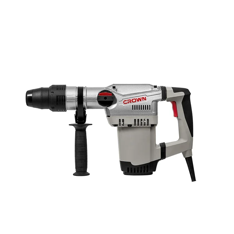 CROWN Latest 1250w Heavy Rotary Hammer Drill Machine 4.7kg Built-in Buffer Ring Soft Grip Concrete Rotary Hammer