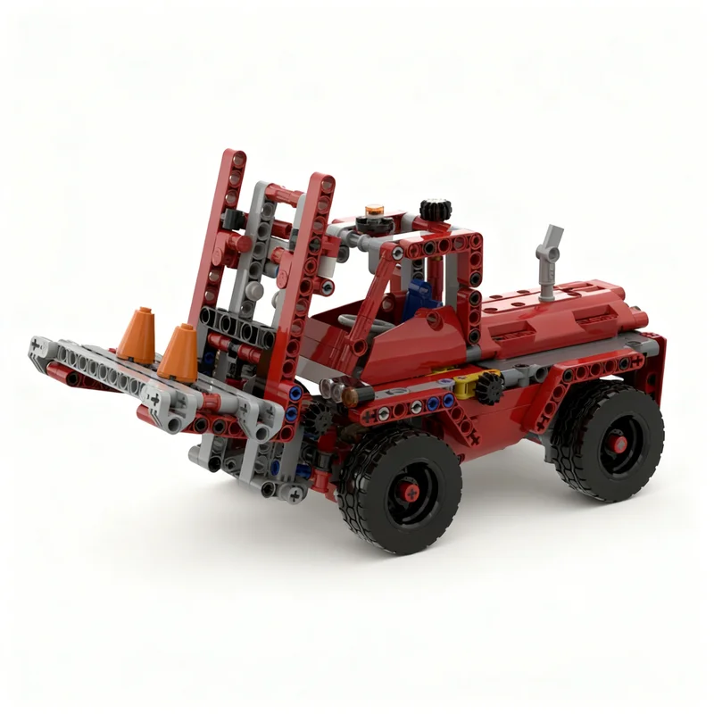 449 個 MOC C モデルヘビーデューティフォークリフトテクニカルビルディングブロッククリスマスギフト建築おもちゃ DIY クリエイティブアイデア教育