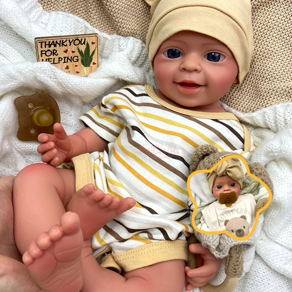 

Кукла-реборн для новорожденных мальчиков, 18 дюймов, с открытым ртом, полностью силиконовая, ручная роспись, для подарка на Рождество