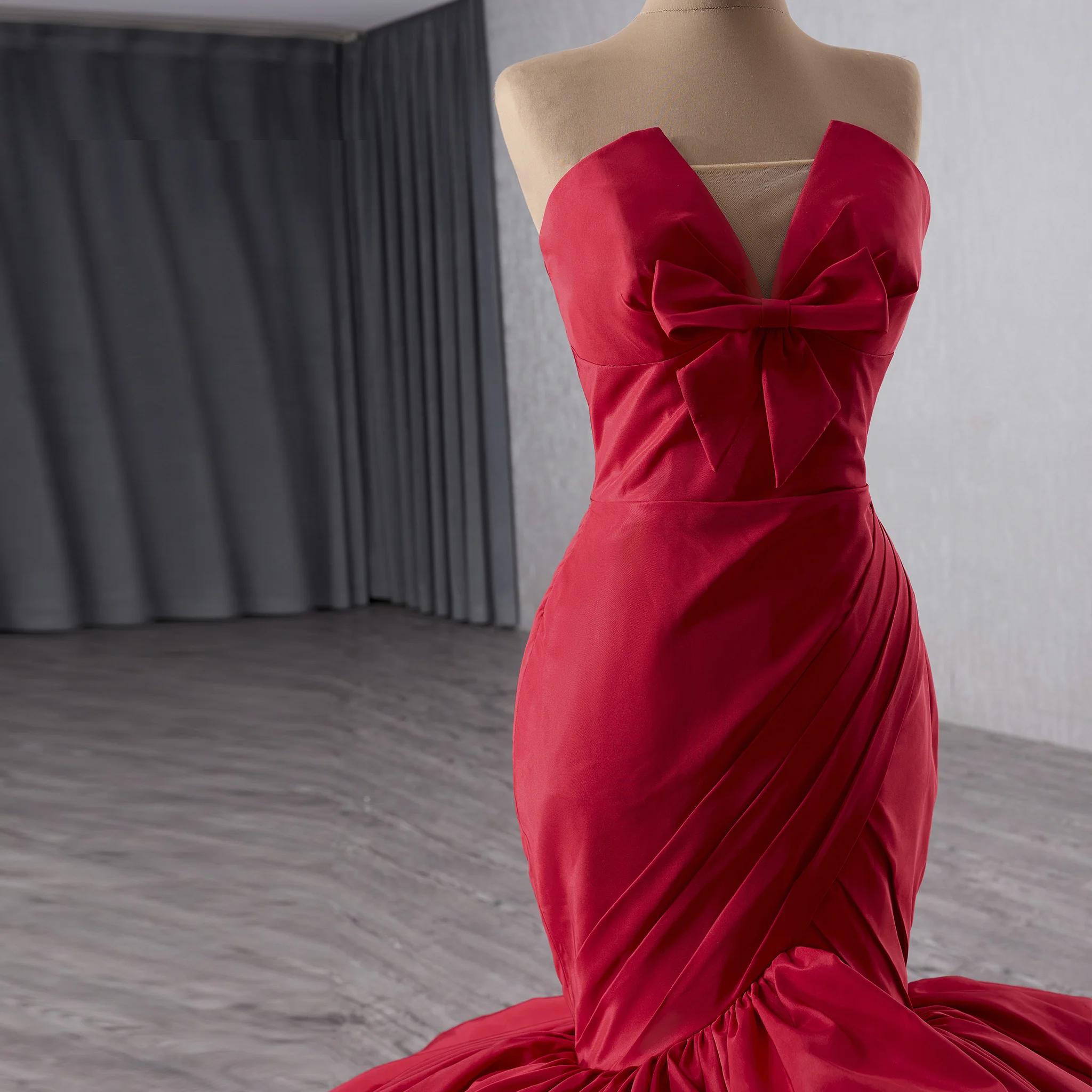 Rosymae bretelles sirène rouge robe de mariée trompette jupe bouffante robe de mariée vestidos de boda para fiestas