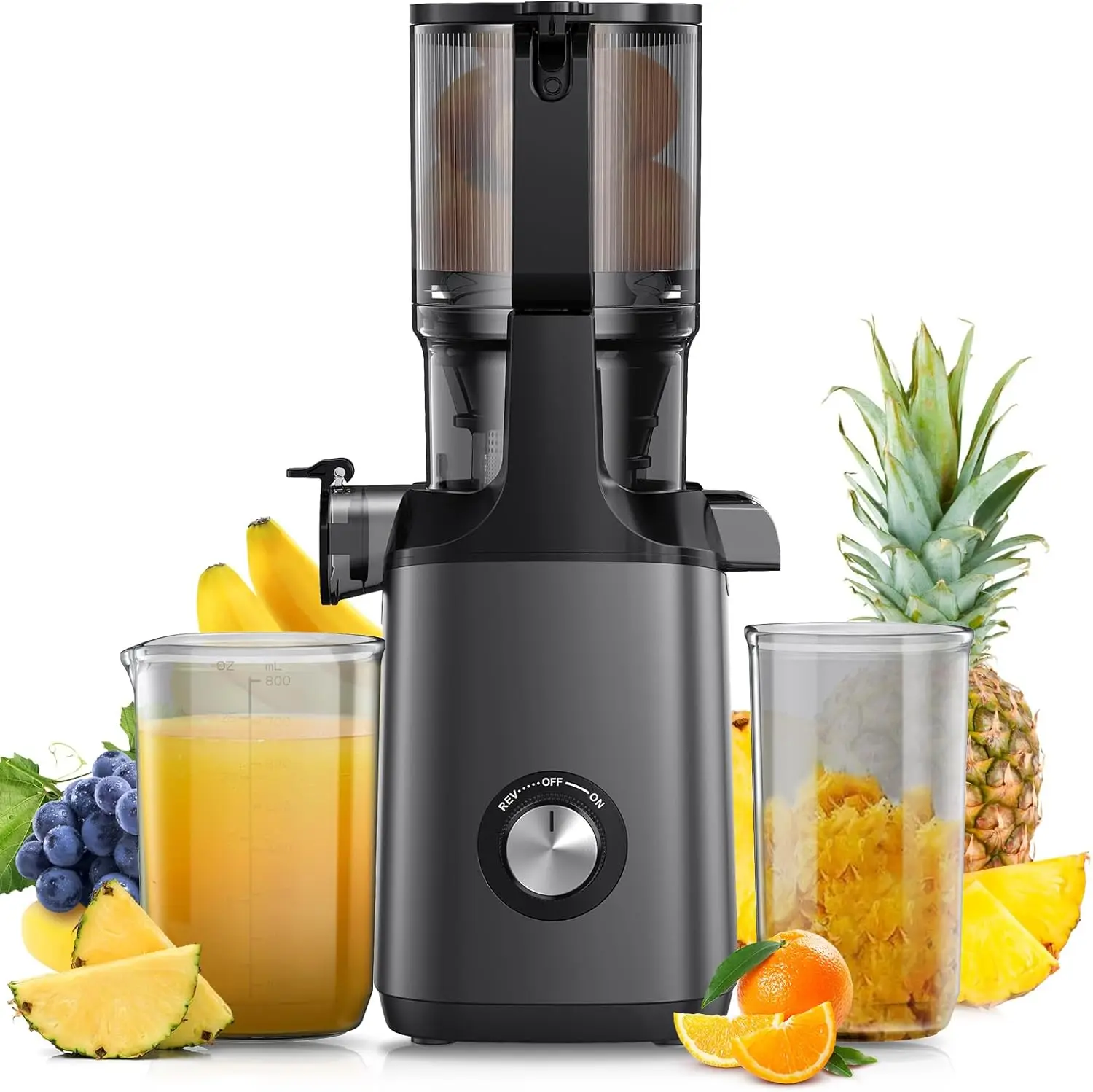 

Cold Press Juicer, Slow Masticating Machines with 4." Extra Large Feed Chute Fit Whole Fruits Vegetables Easy Clean Self Fe