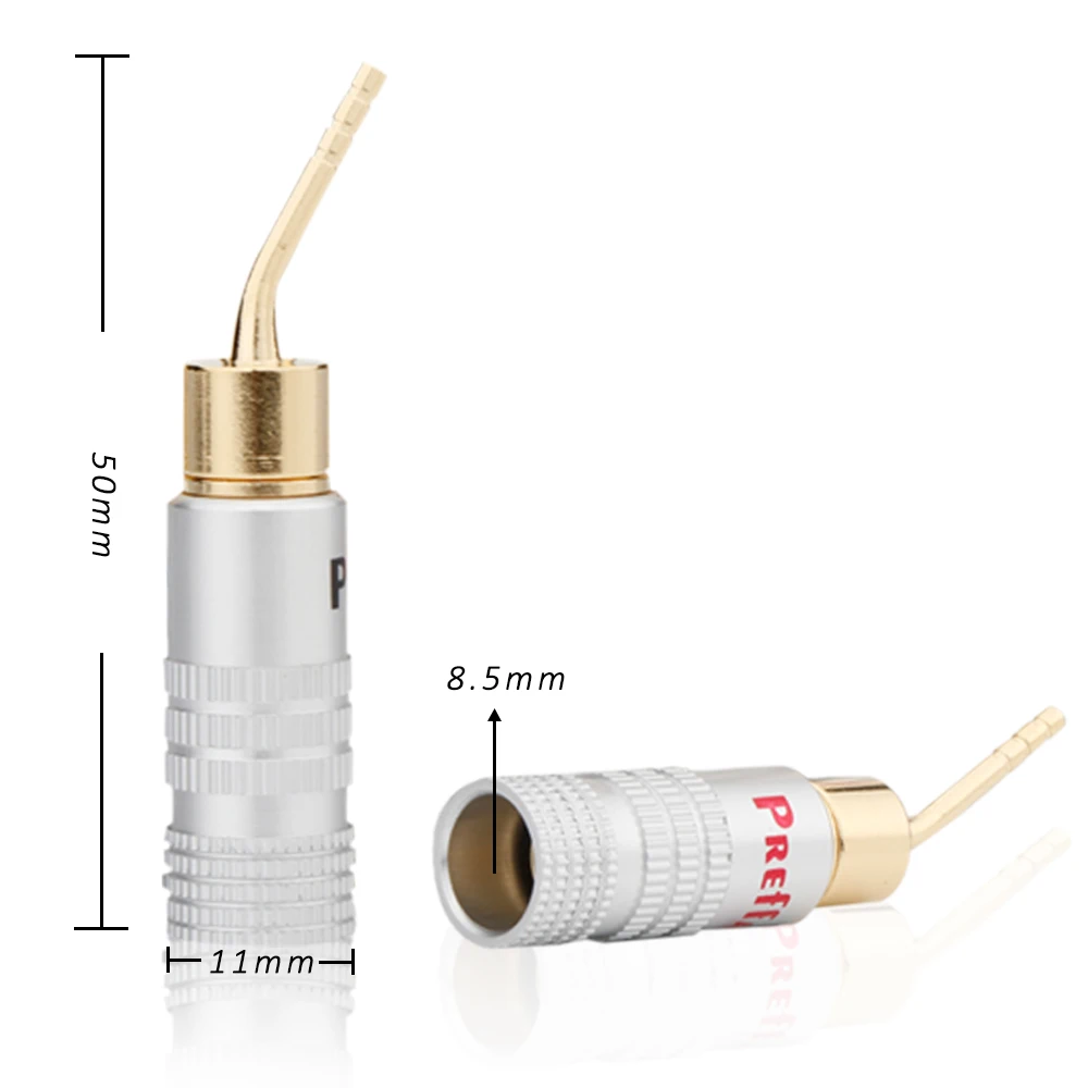 Preffair 24K placcato oro 4mm spina a banana 2mm tipo pin cavo altoparlante audio fai da te adattatore HiFi connettore a banana