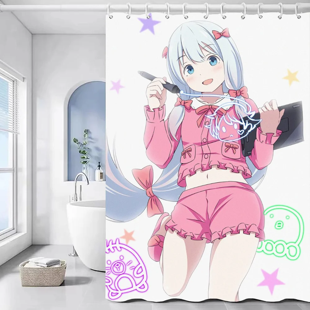 E-Eromanga Sensei Shower Shower Curtain for Bathroom Accessories Set Curtains in the Bathroom Bath Sets Waterproof Fabric Home