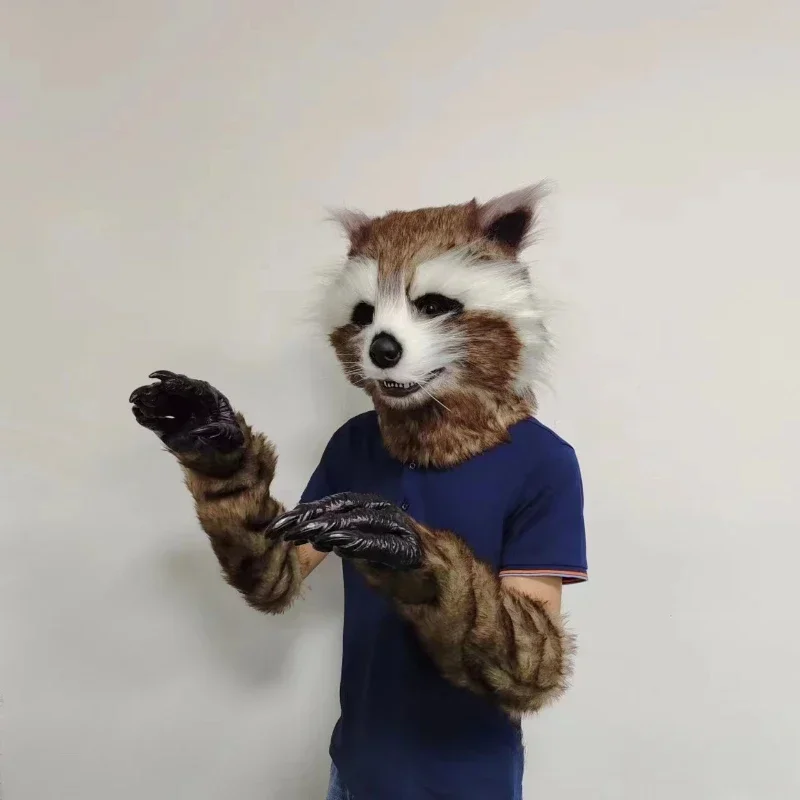 Halloween Movie Galaxyuardian Rocket Raccoon Mask Cosplay Carnival Party Prop Make Up cappuccio in lattice per adulti