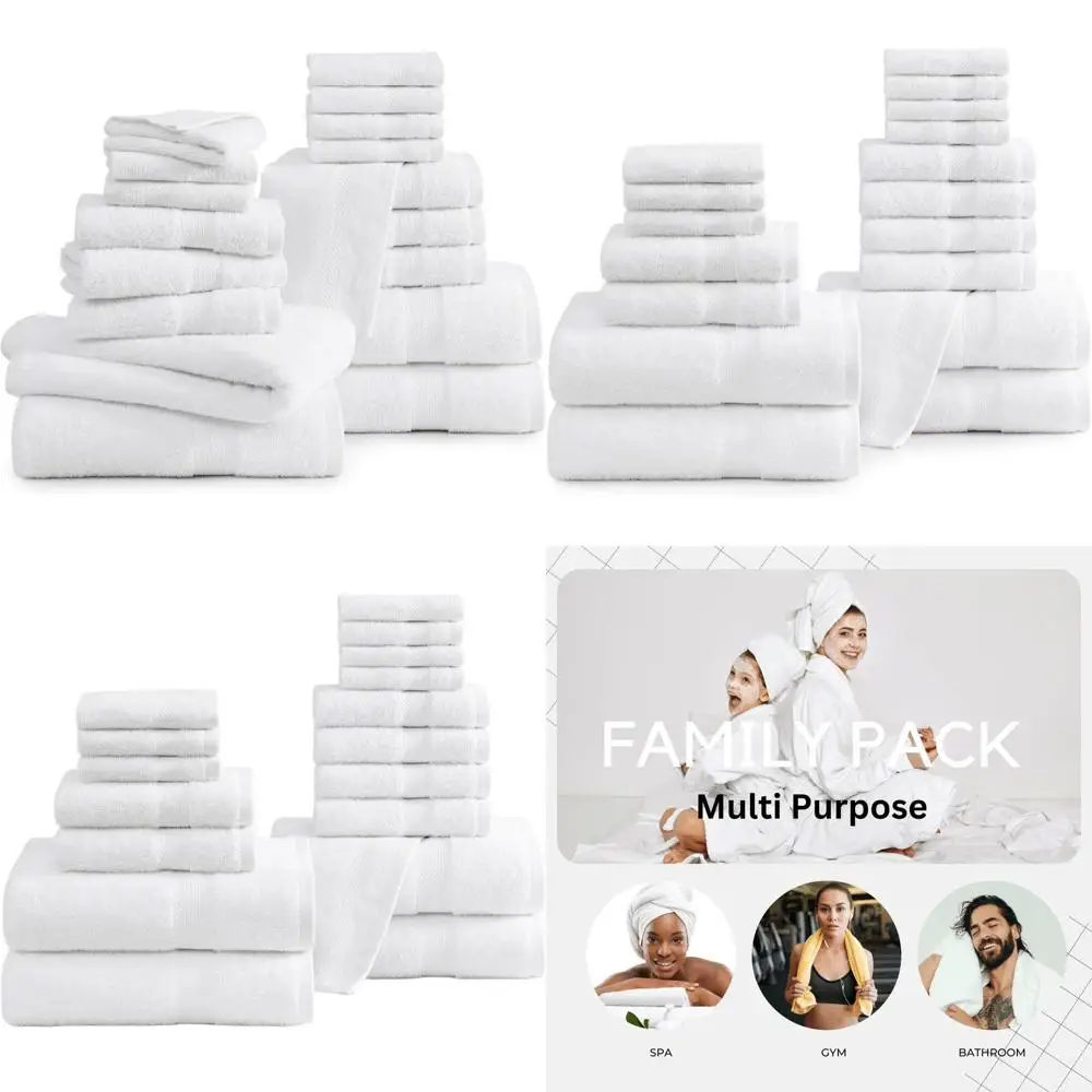 

Набор из 18 хлопковых полотенец: мягкие, впитывающие и быстросохнущие - 4 банных полотенца, 8 салфеток для умывания, 6 полотенец для рук - идеально подходят для дома, спа-салона, спортзала