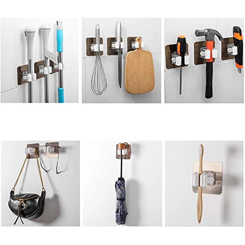 Wall Mounted Mop Organizer Holder Brush Broom Hanger Home Storage Rack Bathroom Suction Hanging Pipe Hooks Household Tools home