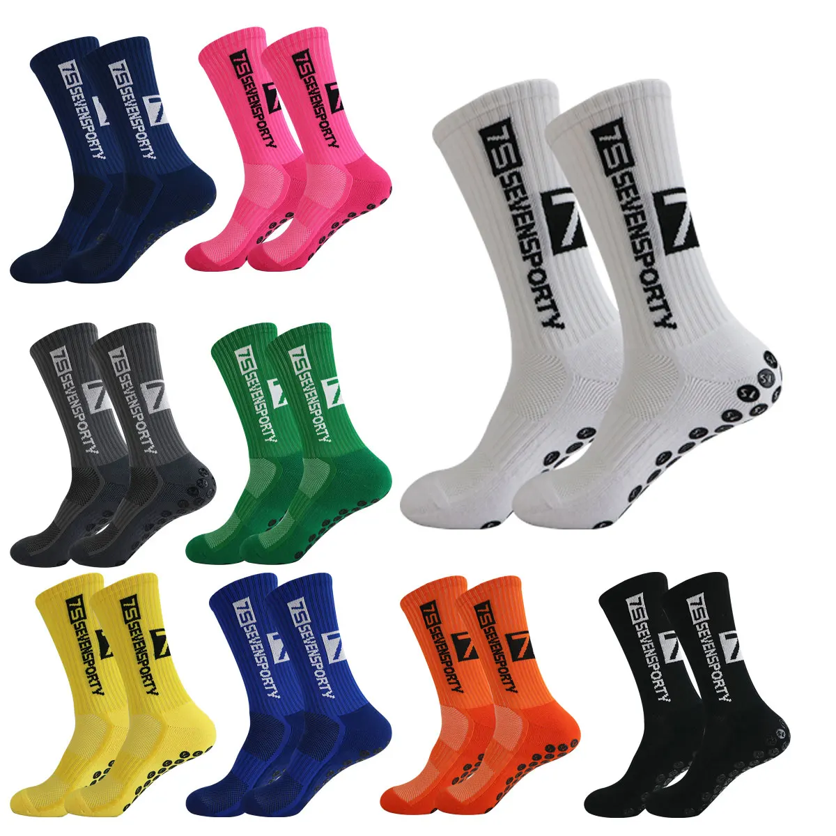 1 pair of outdoor sports towel bottom glue non-slip breathable sweat absorption sports football socks