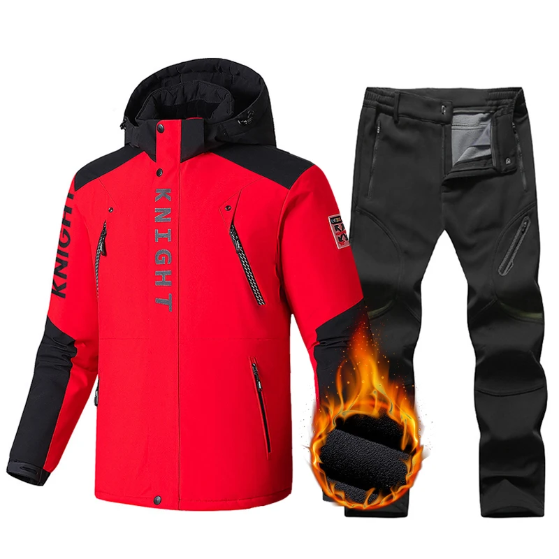 

Ski Suit Men Winter Warm Fleece Ski Jackets and Pants Men Windproof Snow Coat Outdoor Snowboard Cycling Camping Large Size 9XL