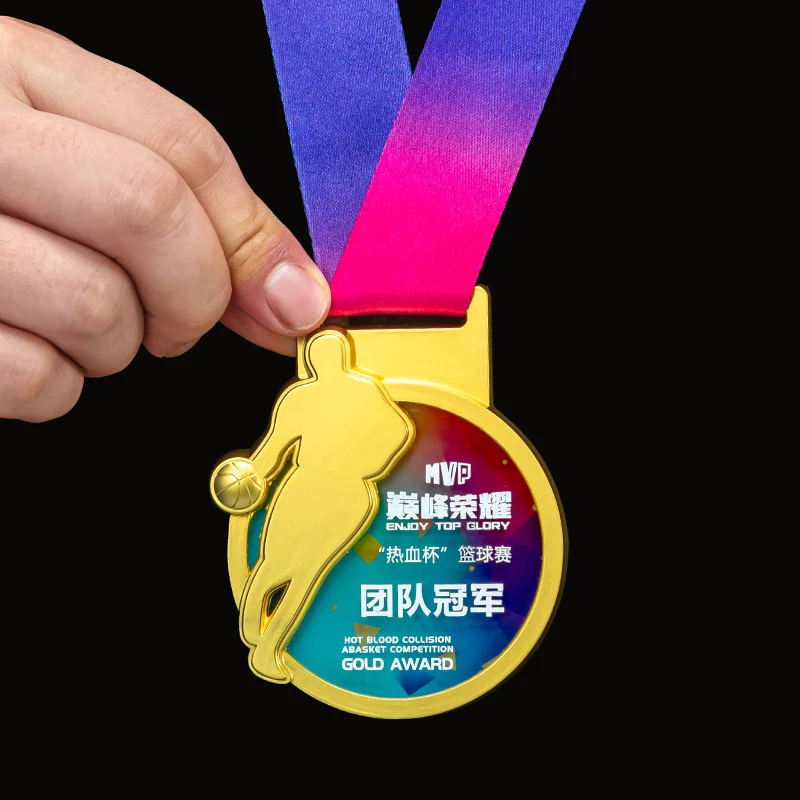 Customization Metal Crystal Medal, Gold, Silver, Copper, Sports Competition Souvenirs Awards, Hanging Around the Neck Decor, 1Pc