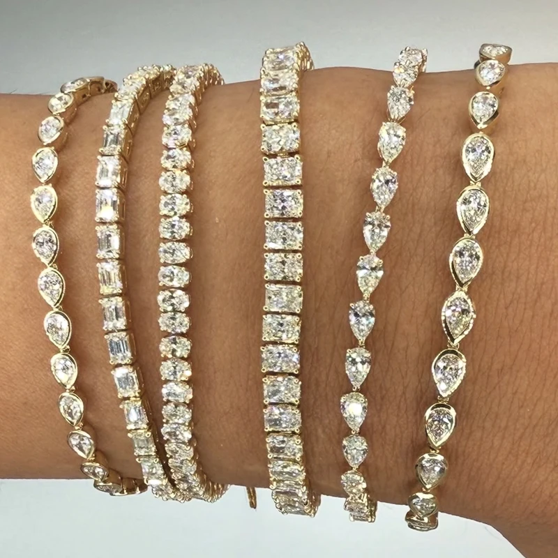 

D Color VVS1 GRA Moissanite Tennis Bracelet 925 Sterling Silver Plated 18K White Gold Iced Out Fine Jewelry for Birthday Gift