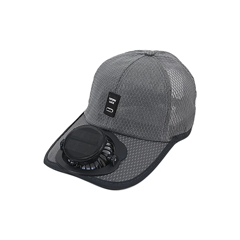 

GTBL Breathable Mesh Sun Protection Cap Solar Charging Breathable Mesh Hat For Summer Travel Sun Protection Dark Gray