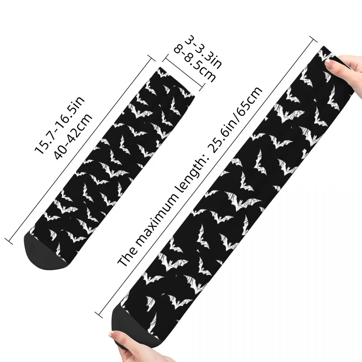 Hip Hop Vintage Bats Pattern Crazy Men\'s Socks Goth 1980s Subculture Rock Unisex Street Style Printed Happy Crew Sock Boys Gift