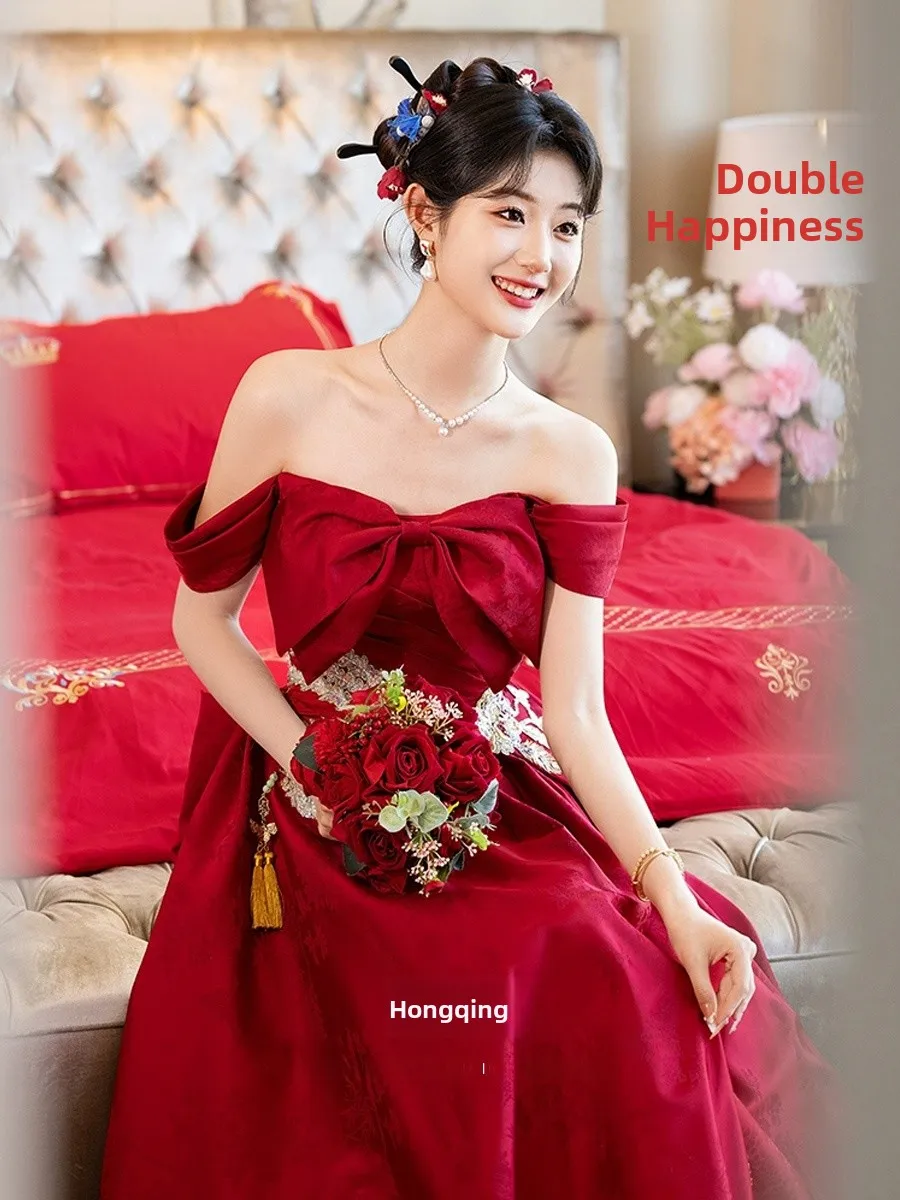 

Новое свадебное платье с тяжелой вышивкой в улучшенном китайском стиле, юбка для свадебной церемонии, национальный наряд высокого класса, летнее