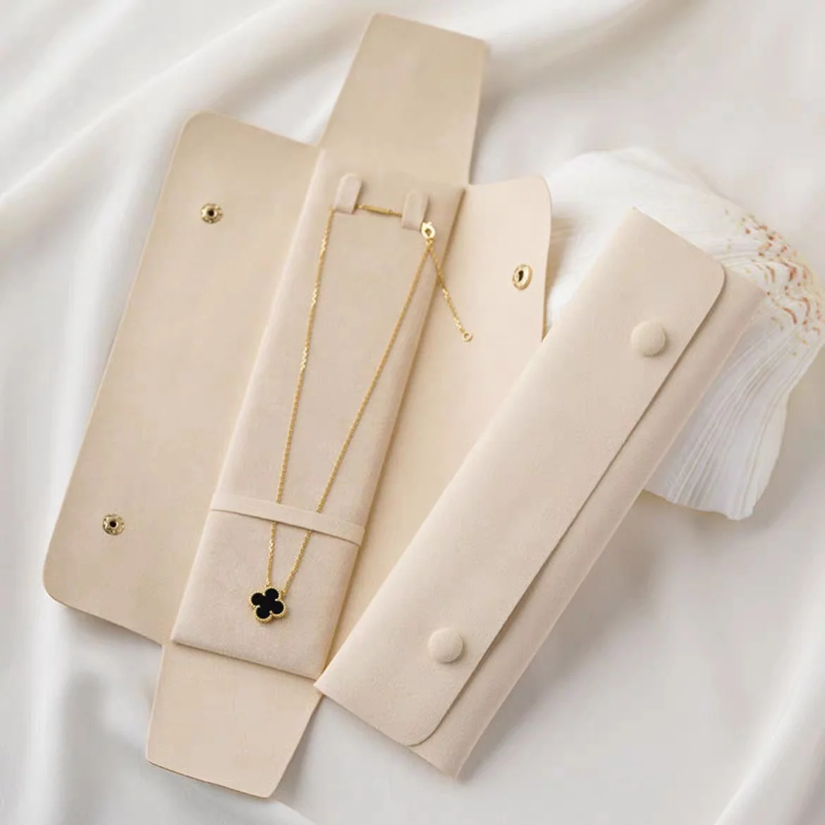 Superfine Soft Necklace Storage Bag Necklace Jewelry Folding Storage Bag Pearl Collar Pendant Bracelet Accessory Packaging