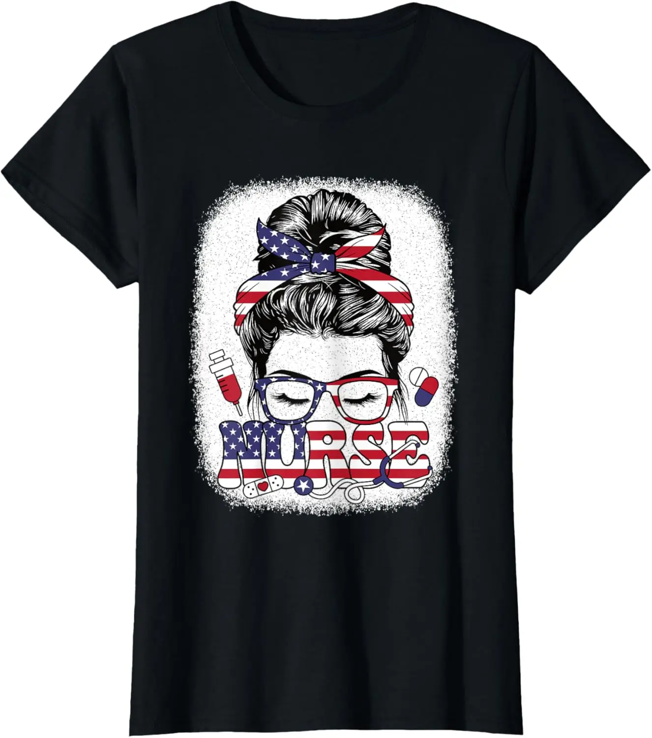 

4th Of July Nurse American Flag USA Patriotic Nursing Women T-Shirt