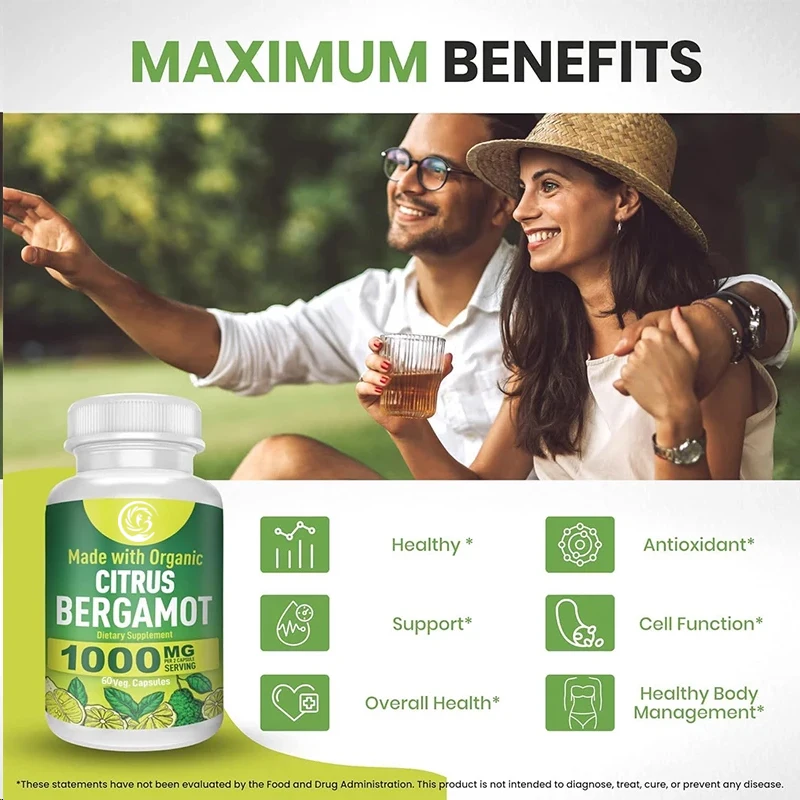 Organic citrus bergamot - up to 50% polyphenols - pure 60 capsules - heart - cholesterol