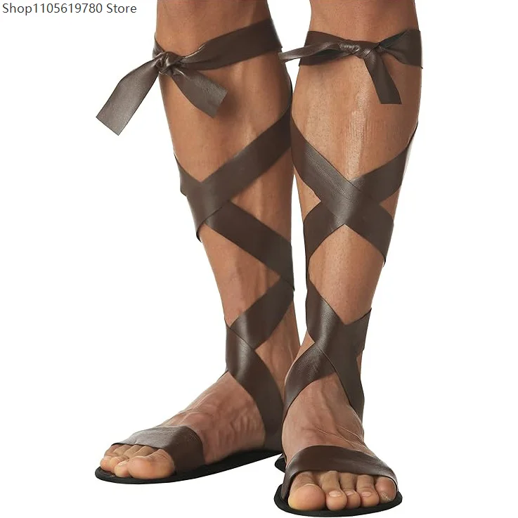 Men 2026 New Medieval Renaissance European Retro Roman Cosplay Sandals For Halloween Masquerade Party Stage Performance Costume