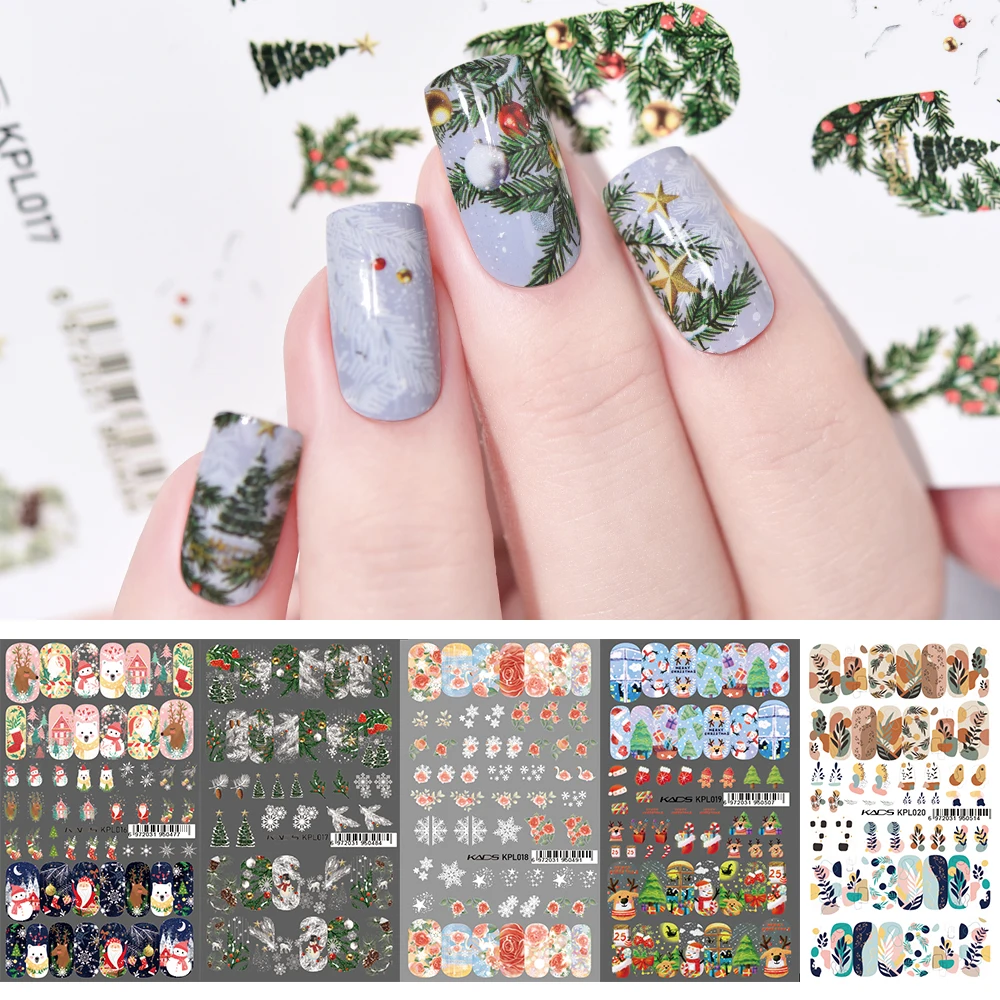 1 foglio Nail Art Stickers decorazione smalto per unghie stampa sulle punte delle unghie decalcomanie natalizie Sliders Wrap Manicure forniture fai da te