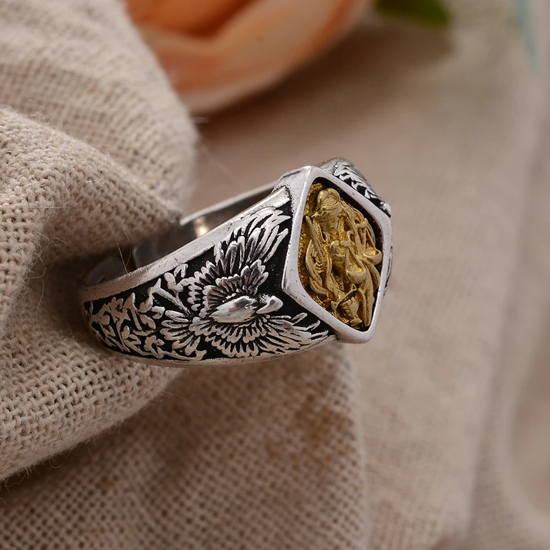 Bohemia Style Goddess Of Justice Justitia Vintage Thai Silver Unisex Ring Jewelry For Women Men Gifts No Fade