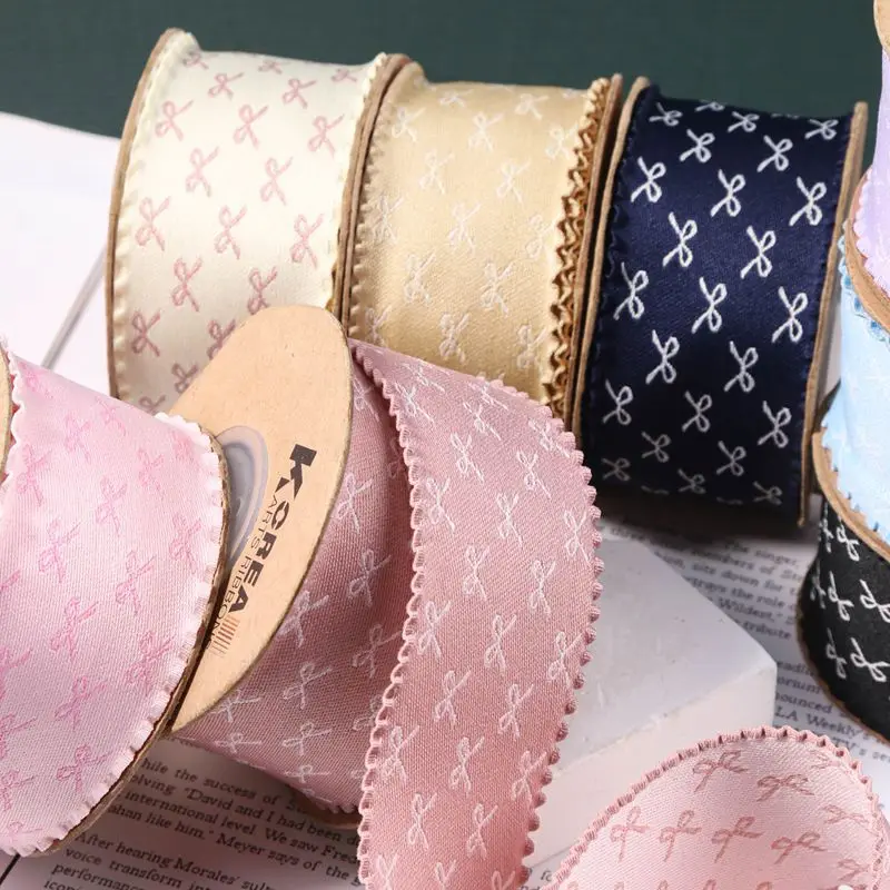 25/38MM Double sided color blocked butterfly bow lace ribbon for Make Bowknots Kids Accessories Material Handmade 100Yards