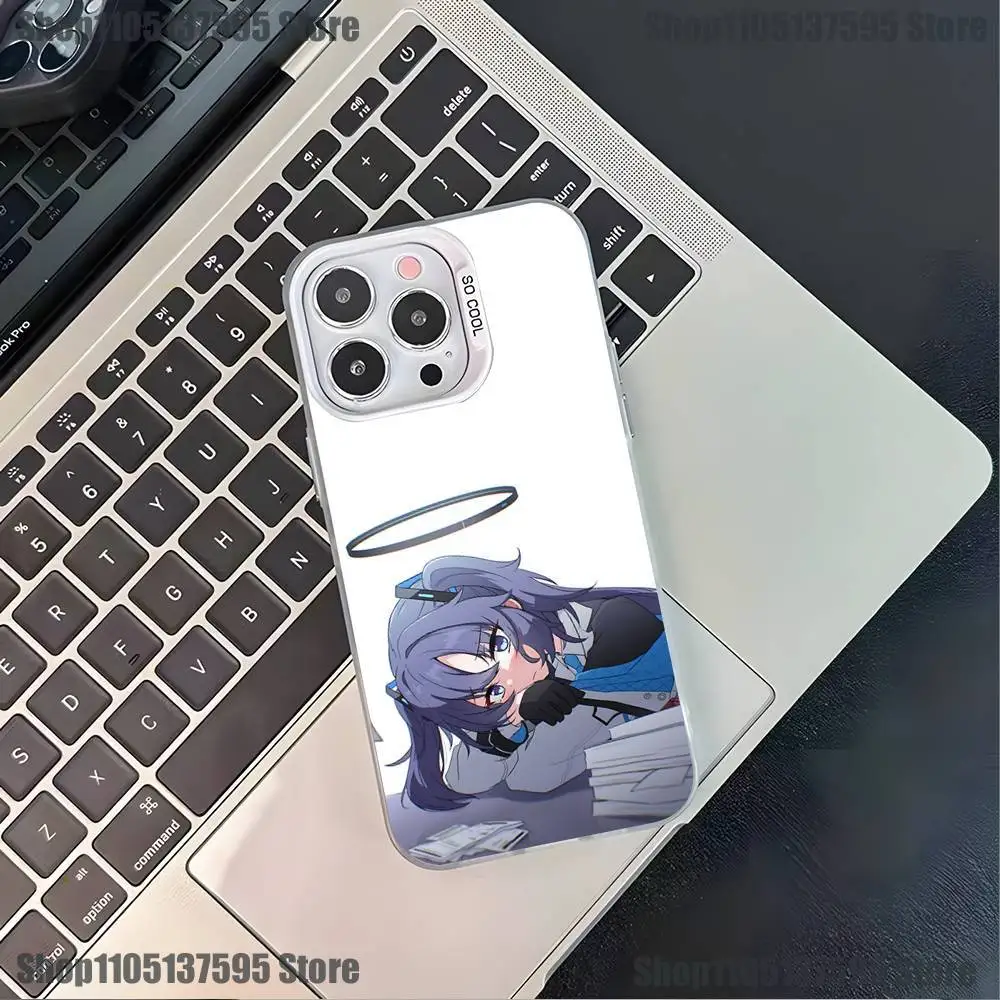 Hayase Yuuka-funda de teléfono azul A-Archive para iPhone 17,16,15,14,13,12,11,Pro,XS,Max,Plus,Mini,SE4,E, funda blanca mate a prueba de golpes