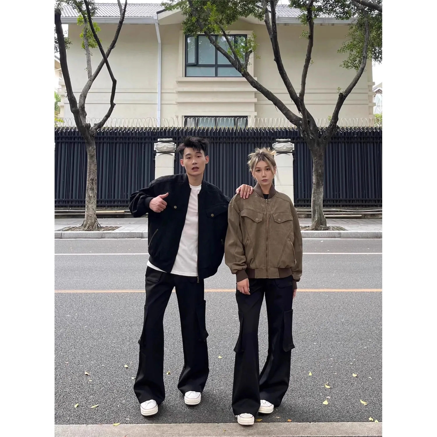 

Ретро американская рабочая одежда Jaet, винтажная повседневная уличная одежда, подходящая для пар, легкое вельветовое длинное пальто на молнии