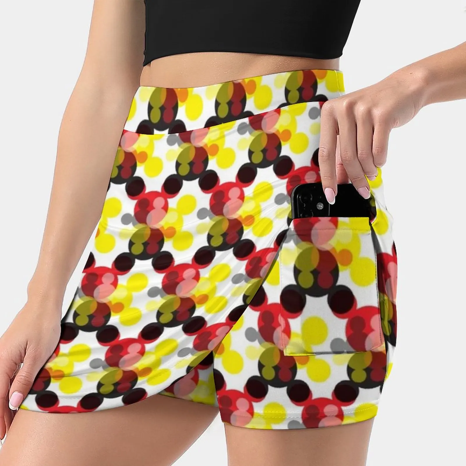 Hidden Character-Red Women's skirt Mini Skirts A Line Skirt With Hide Pocket Hidden Mickey Inspired Pattern Red