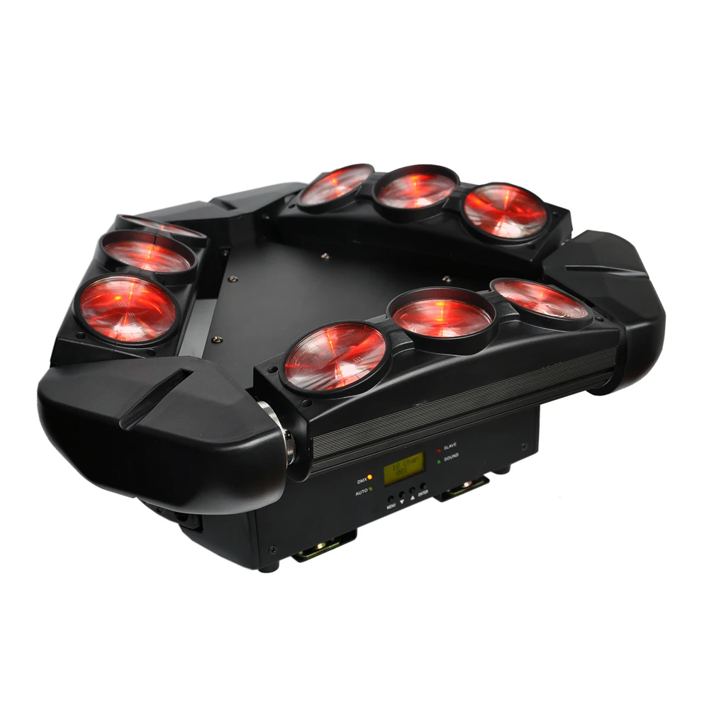 2xLot 9 Eyes LED Spider Beam Light Adj Light With Endless Rotating Stage Light 9/43 DMX Channels Narrow Beam Lens 9 Head Bird