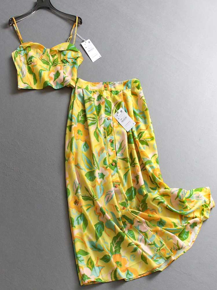 

Ультра-короткая плиссированная женская юбка с принтом, модный комплект из двух предметов, полиэфирная ткань, лето 2025 г.