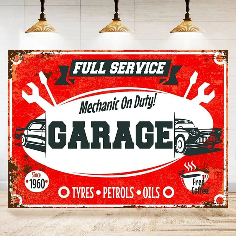 Garage Car Repair Mechanic Photography Backdrop Theme Party Background Photo Shooting Decor Banner